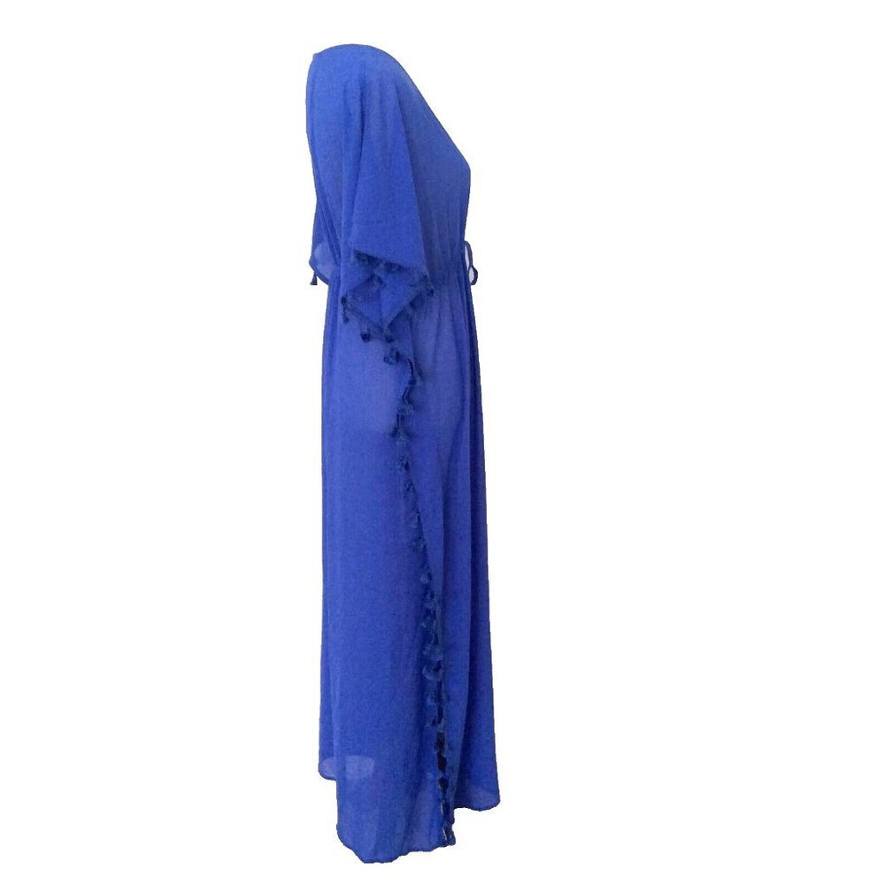 Coastal Blue Tasselled Maxi Swimsuit Coverup Size Med (8-10) NWT - Picture 2 of 11